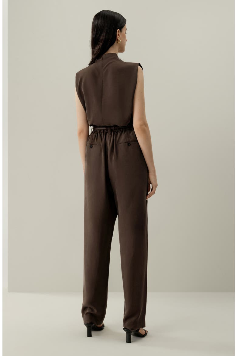 Women's Sand-Washed Silk Habotai Barrel Pants, Alternate, color, Toffee