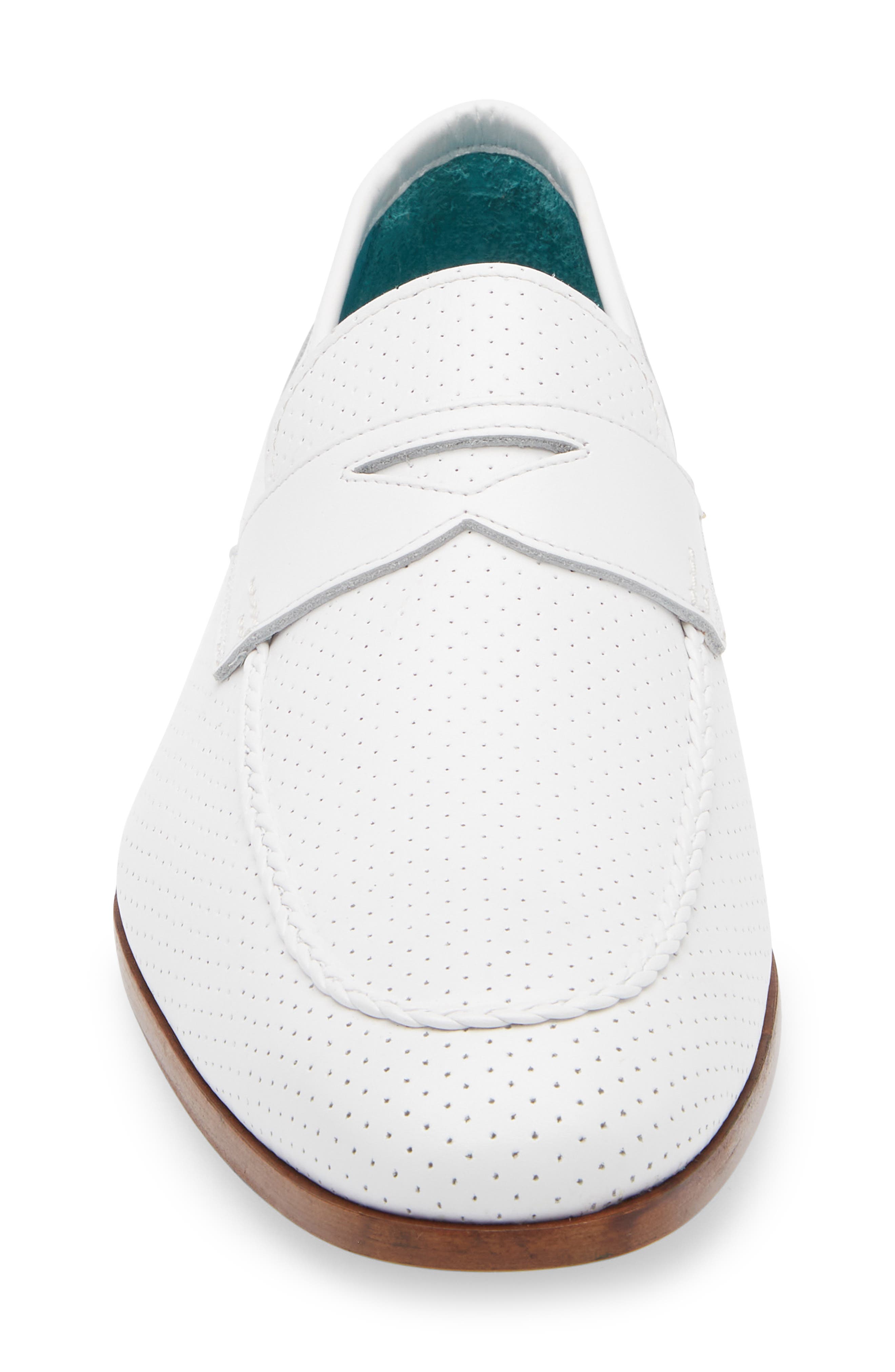 Mezlan Cueva Perforated Penny Loafer, Alternate, color, White