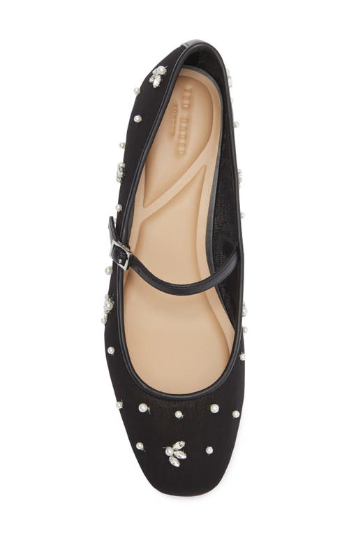 Ted Baker London Darcy Embellished Mesh Mary Jane Flat In Black