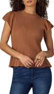 Wit & Wisdom Flutter Sleeve Rib Top
