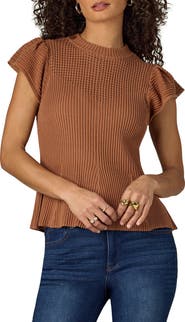 Wit & Wisdom Flutter Sleeve Rib Top