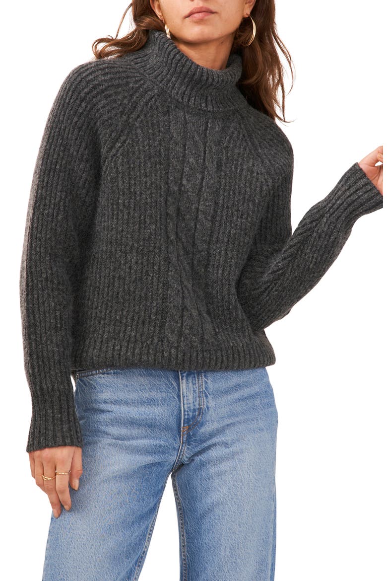 Back Cutout Turtleneck Sweater, Main, color, HEATHER GREY