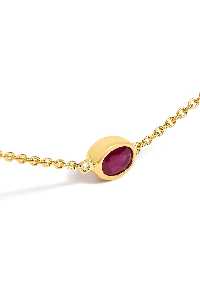 Haus of Brilliance 14K Yellow Gold Bezel Set 4x3 mm Oval Red Ruby Station Necklace, Alternate, color, Yellow