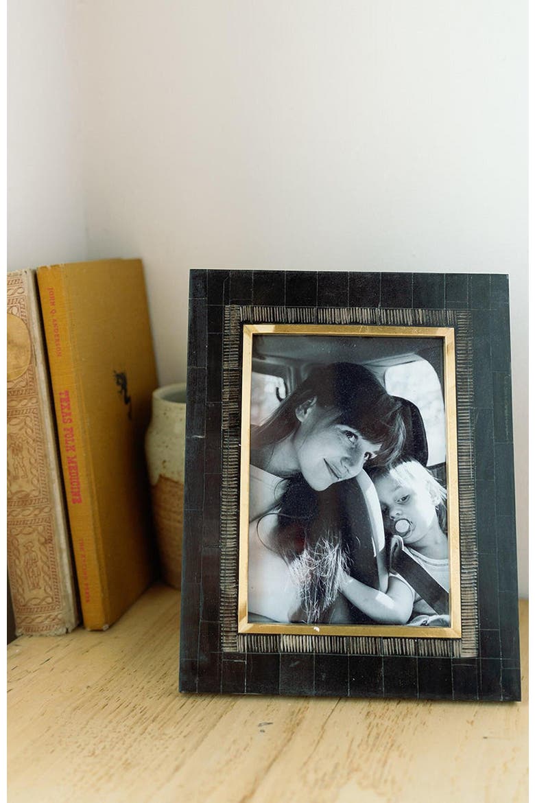 Andhera Black Picture Frame - Carved Horn, Brass Inlay, Alternate, color, Blush