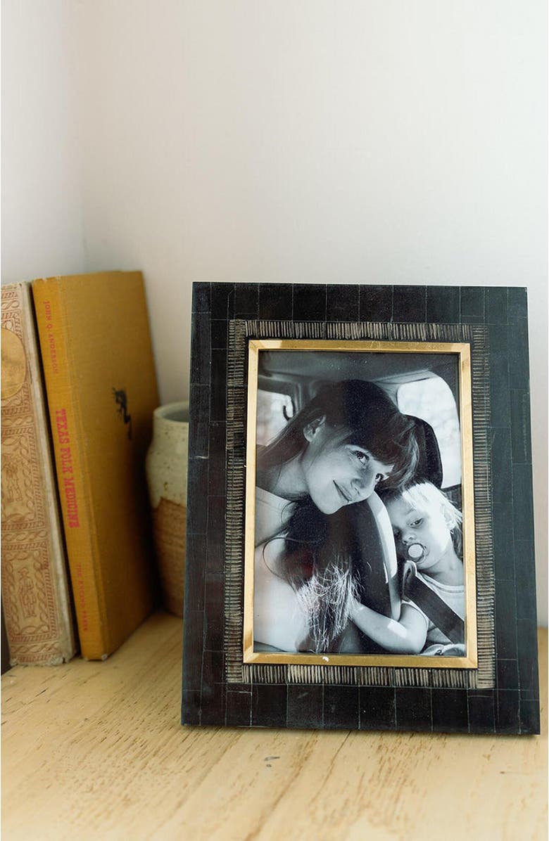 Matr Boomie Andhera Black Picture Frame - Carved Horn, Brass Inlay, Alternate, color, Blush