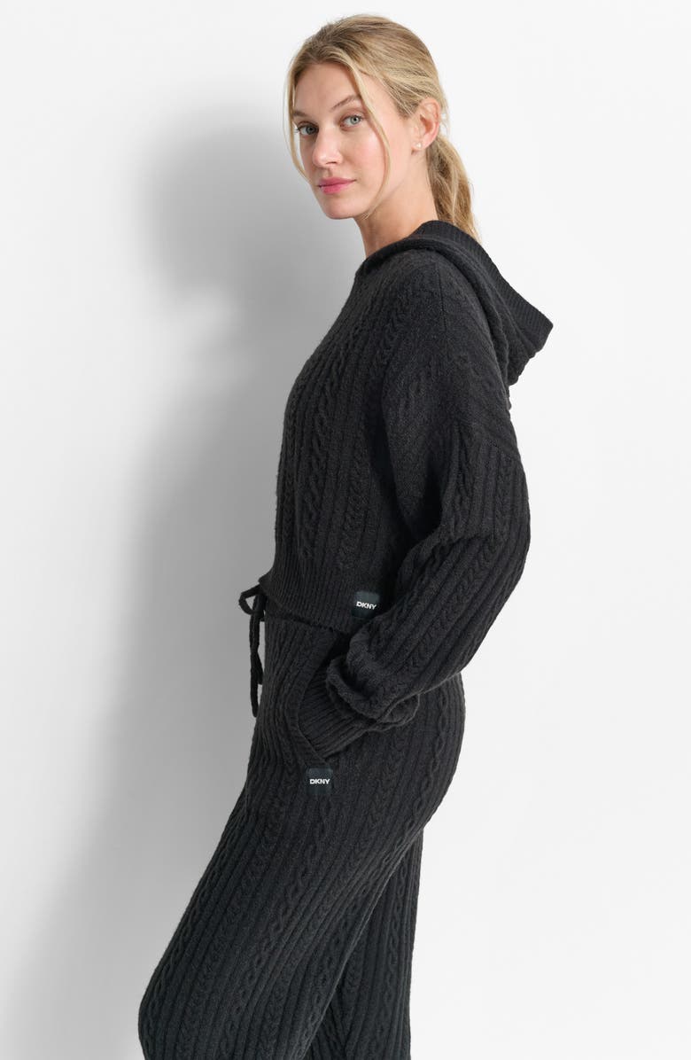 DKNY Cozy Cable Stitch Hoodie, Alternate, color, 