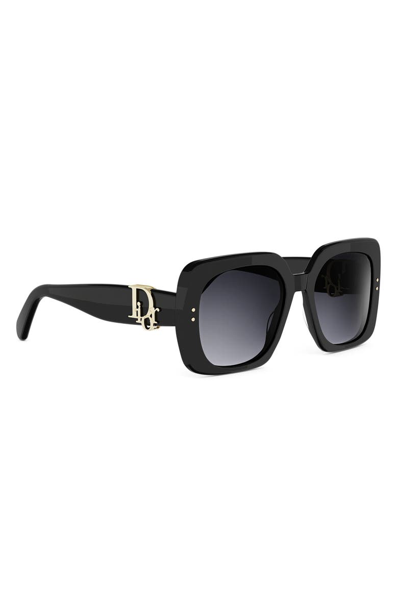 DIOR Oblique S1I 54mm Gradient Square Sunglasses, Alternate, color, Shiny Black / Gradient Smoke