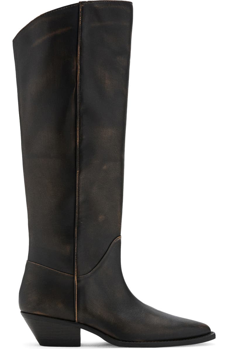 MANGO Worn Look Leather Boot, Alternate, color, Brown