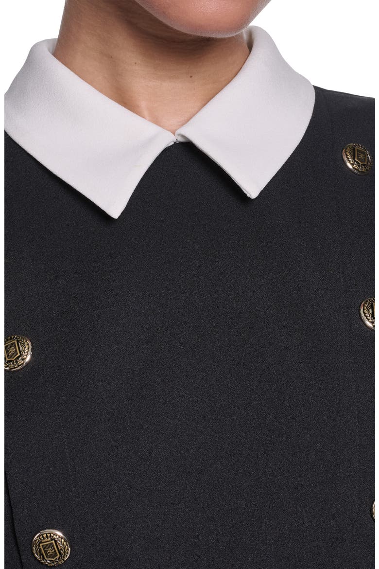 Contrast Collar Scuba Crepe A-Line Dress, Alternate, color, BLACK SOFT WHITE
