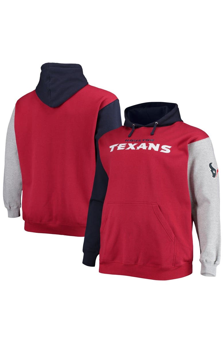 PROFILE Men's Navy/Red Houston Texans Big & Tall Pullover Hoodie, Main, color, 