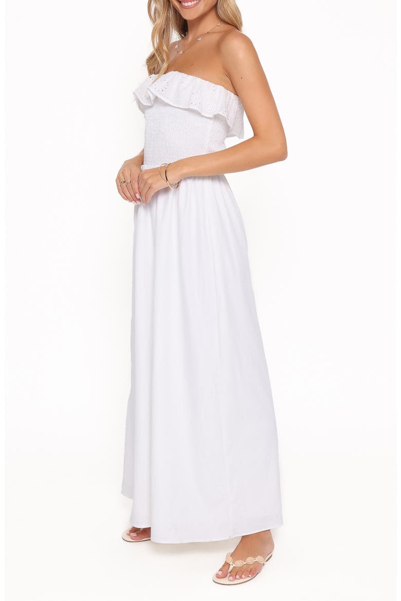 Gilbert Eyelet Ruffle Strapless Maxi Dress, Alternate, color, WHITE