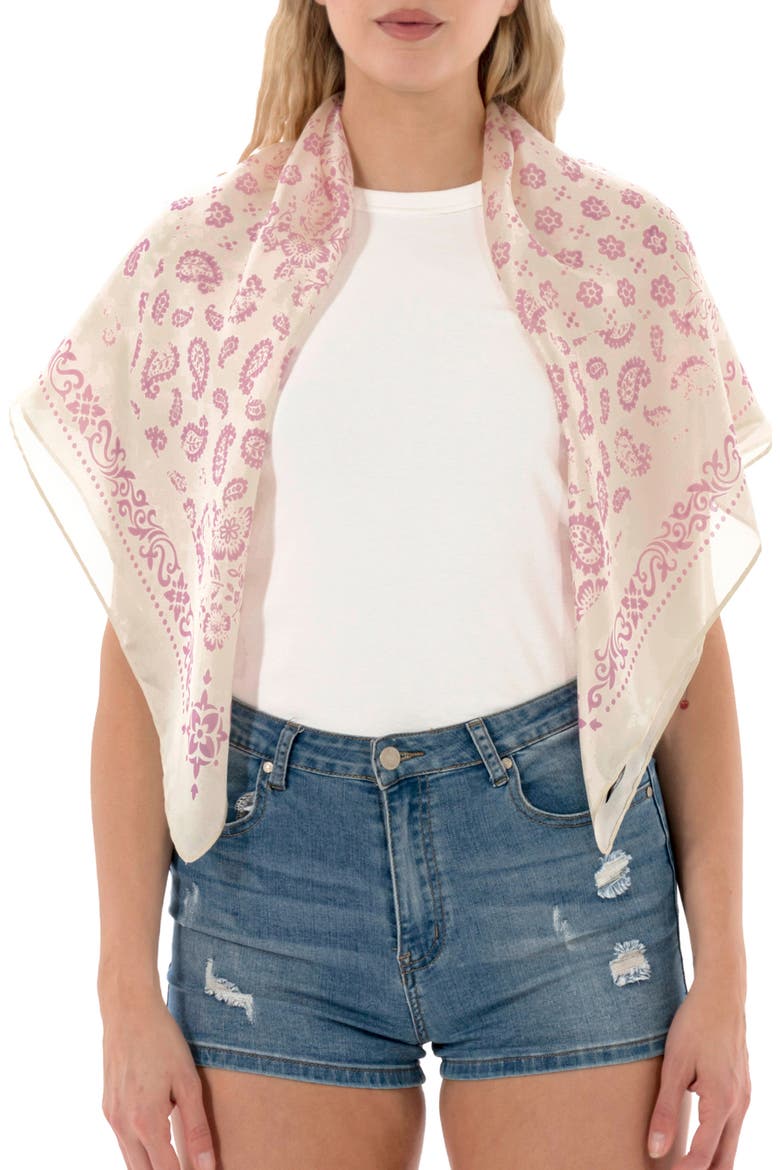 Satina Paisley Square Scarf, Main, color, BLUSH
