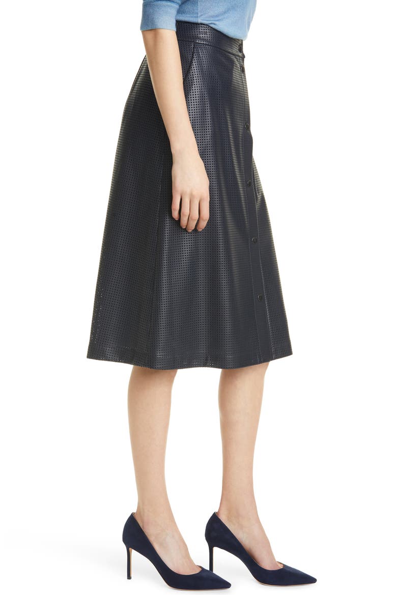 Vefy Perforated Faux Leather Skirt, Alternate, color, MIDNIGHT