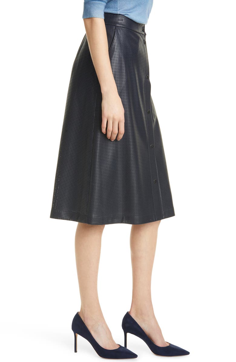 BOSS Vefy Perforated Faux Leather Skirt, Alternate, color,
