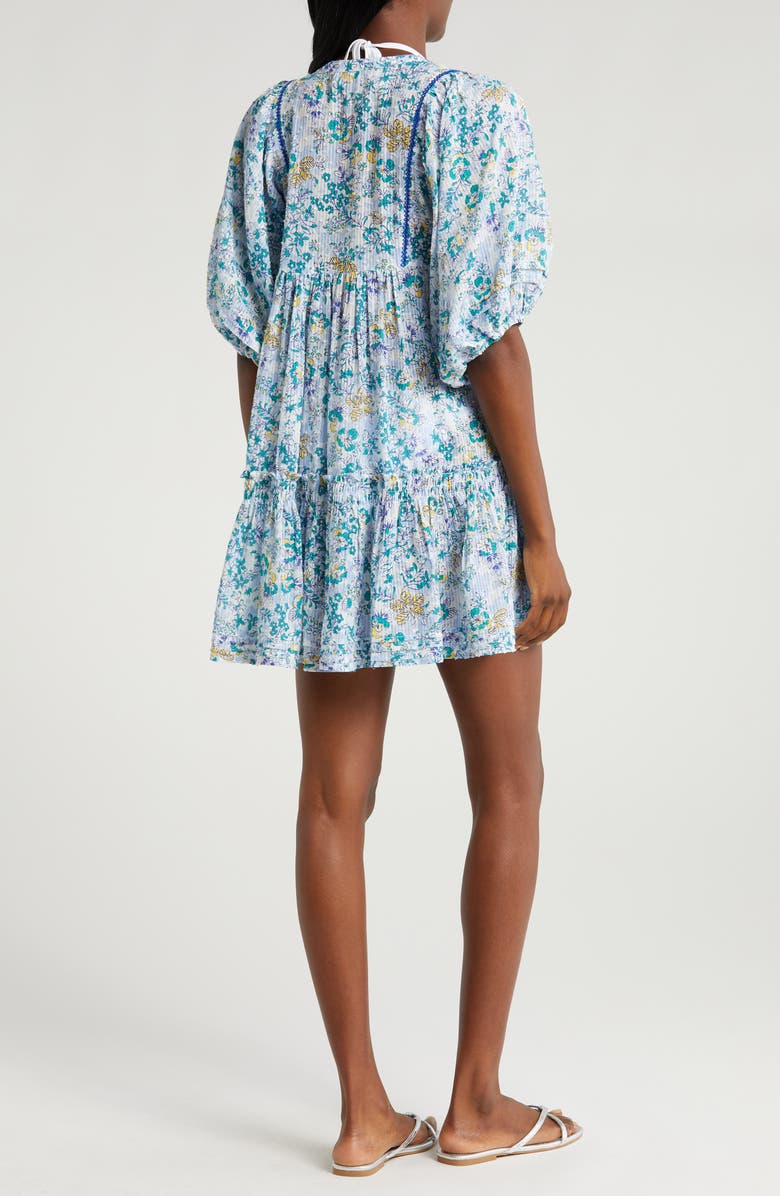 Poupette St Barth Aria Floral Cover-Up Minidress, Alternate, color, Blue Sweet Liberty
