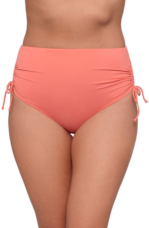 Smoothing and Sculpting Cinch Adjustable High-Waist Bikini Swimsuit Bottoms
