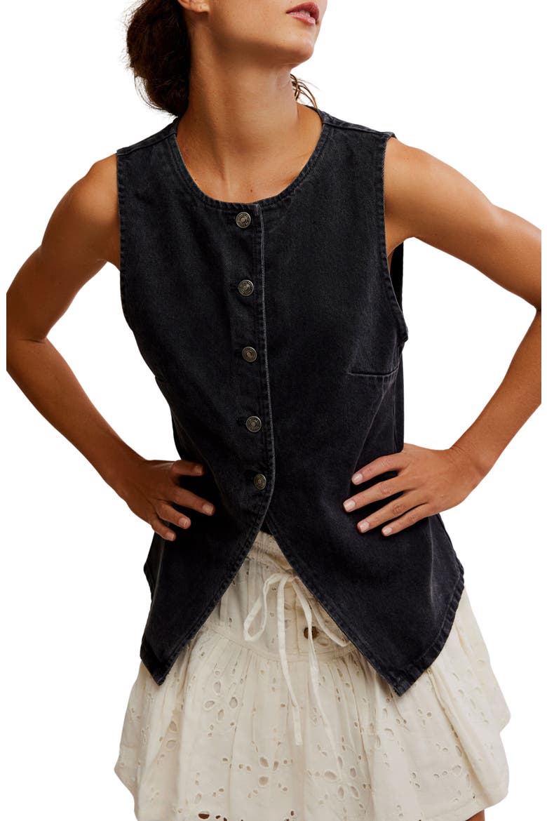 Aimee Denim Vest, Main, color, BLACK
