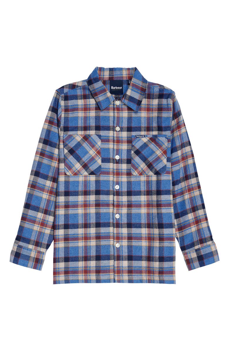 Barbour Kids' Holystone Plaid Cotton Button-Up Shirt, Main, color,