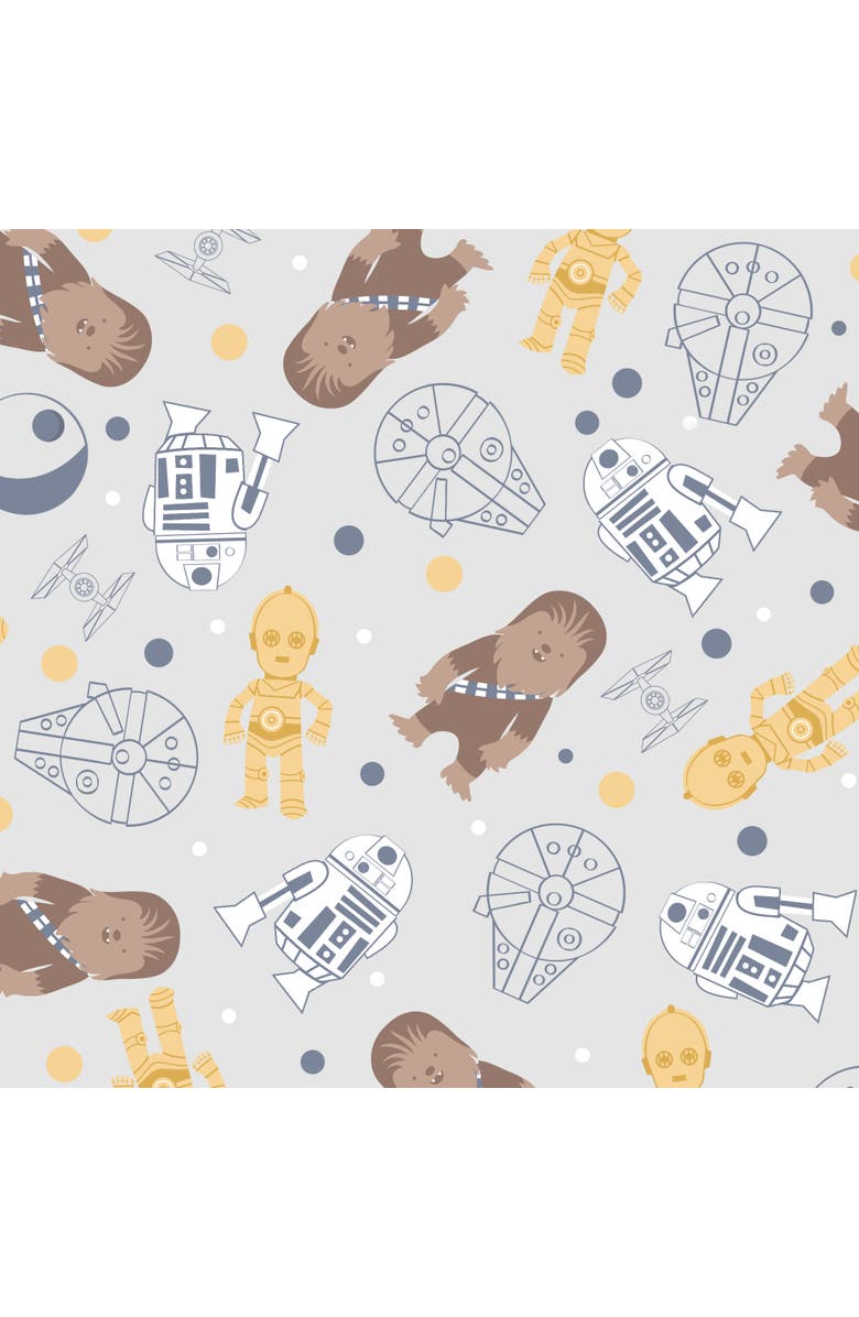 Lambs & Ivy Star Wars Signature Millennium Falcon 100% Cotton Fitted Crib Sheet, Alternate, color, Grey