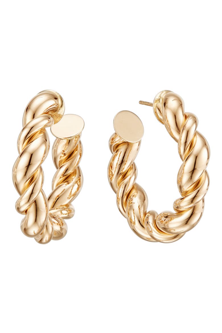 Wide Braid Hoop Earrings, Main, color, YELLOW GOLD