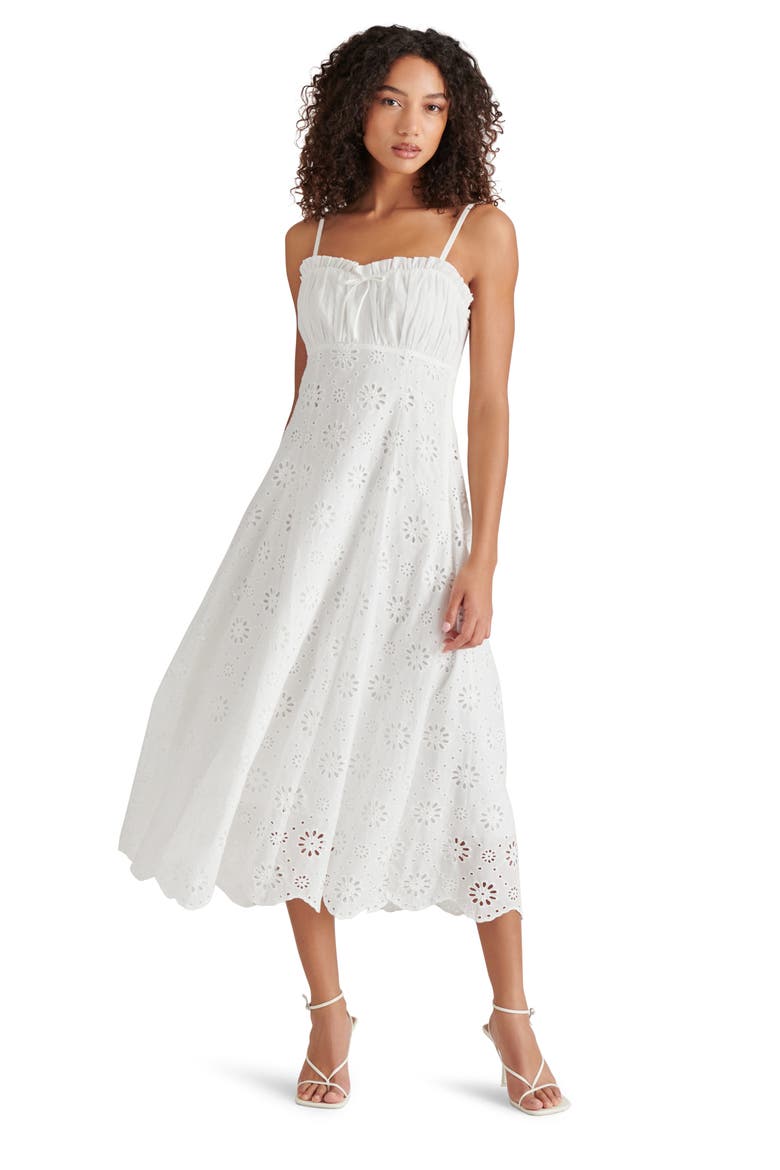 Ava Cotton Eyelet Midi Dress, Alternate, color, WHITE