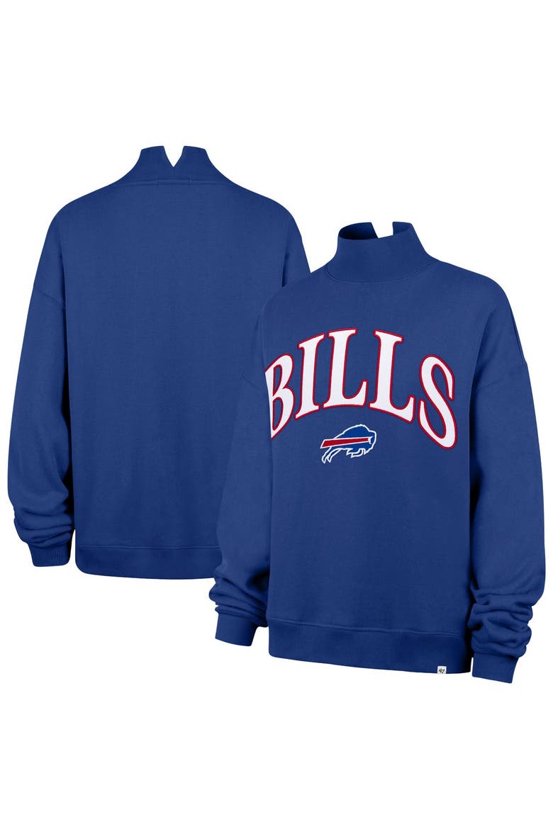 Women's '47 Royal Buffalo Bills Oversized Vantage Mock Neck Sweatshirt, Main, color, Royal