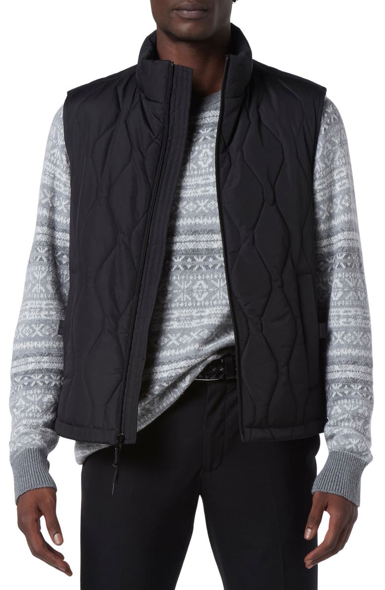 Andrew Marc Hampden Quilt Vest, Main, color, Black