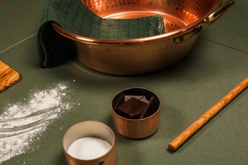 Mauviel M'passion 17.4 Qt. Hammered Jam Pan, Bronze Handle In Brown