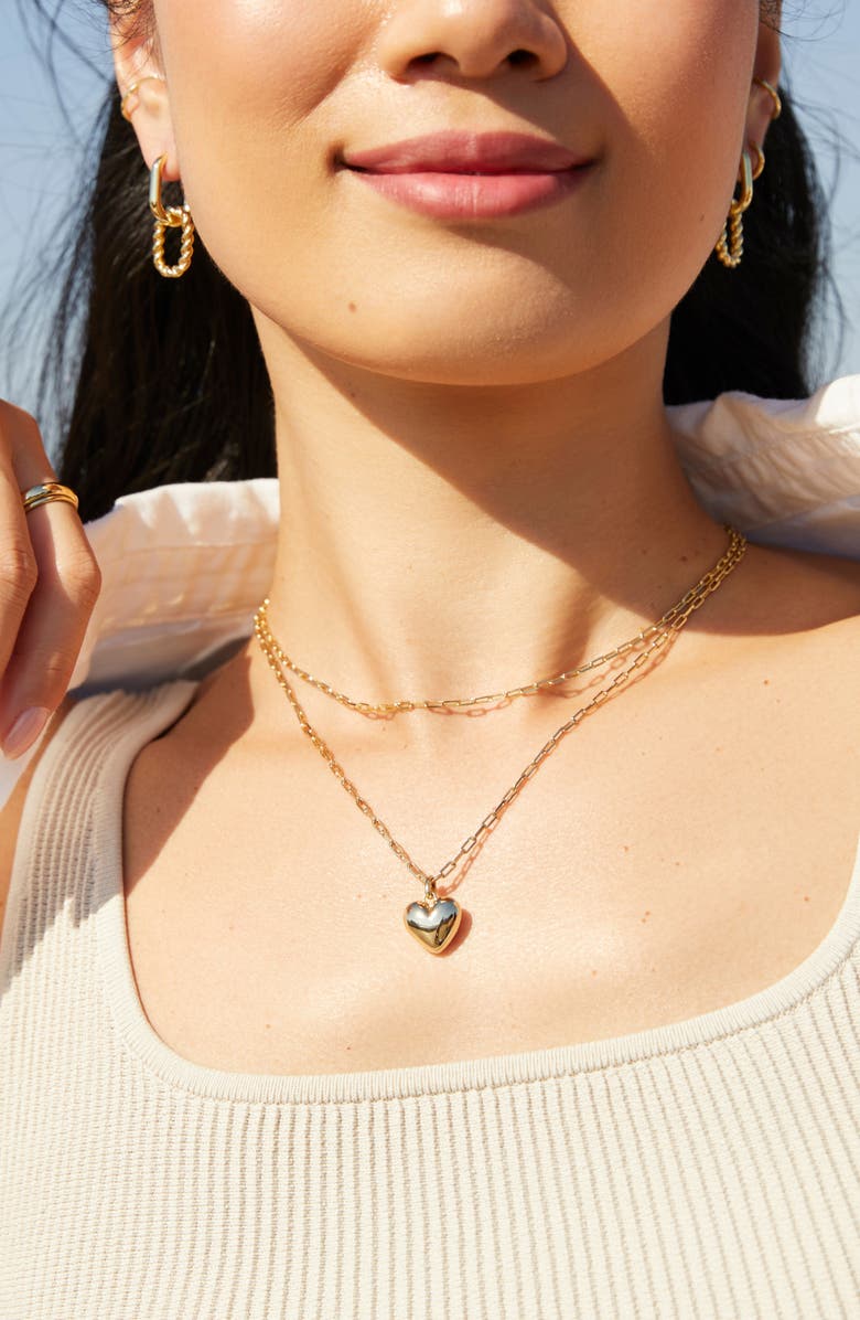 Ana Luisa Lev Puffy Heart Pendant Necklace, Alternate, color, Gold