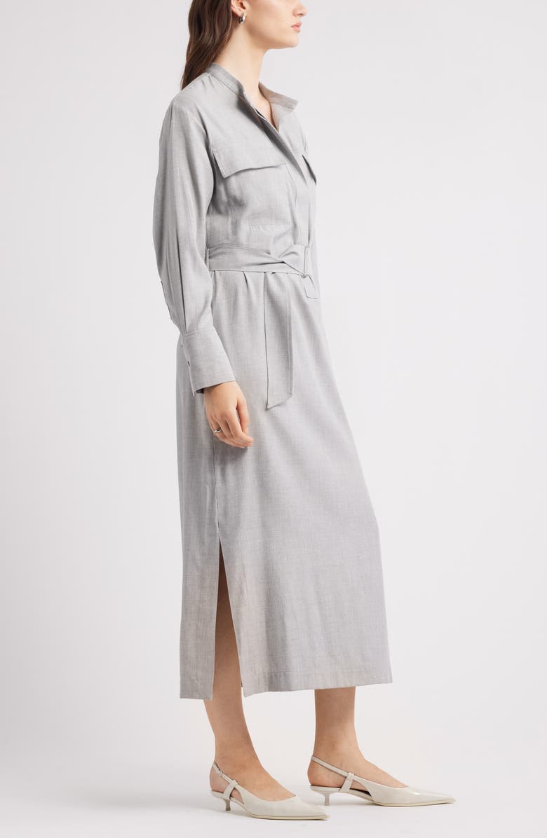 Nordstrom Belted Long Sleeve Shirtdress, Alternate, color, Light Grey Heather