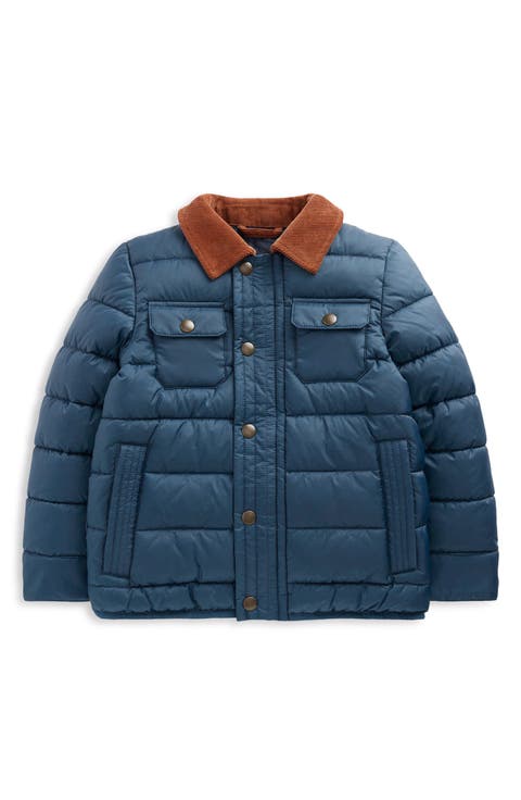 Kids' Quilted Jacket with Corduroy Collar