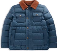Mini Boden Kids' Quilted Jacket with Corduroy Collar
