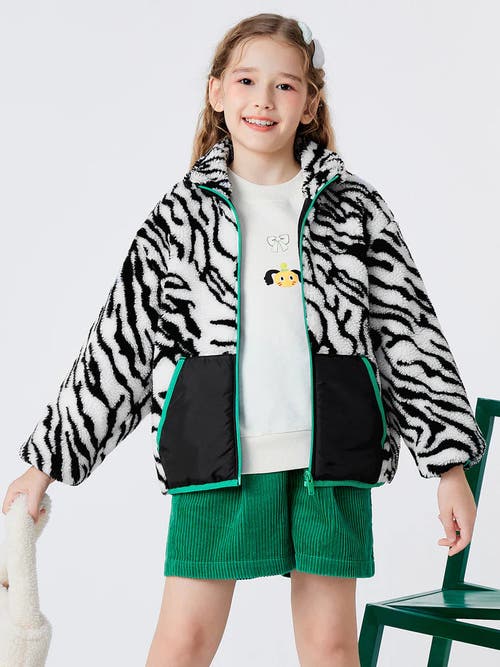 Balabala Zebra Pop Fleece Jacket in Black 