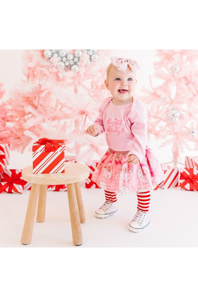 Retro Santa Christmas Tutu, Alternate, color, Pink