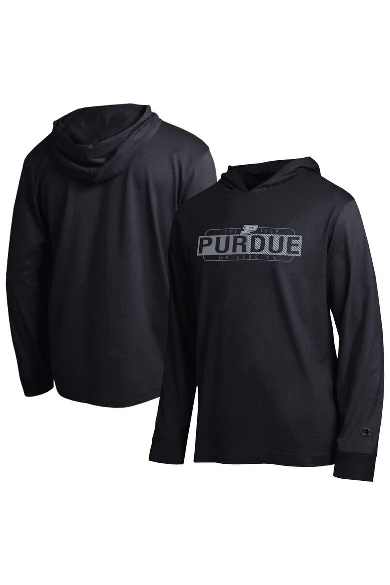 Men's Champion  Black Purdue Boilermakers Gradient All-Star Long Sleeve Hooded T-Shirt, Main, color, Black