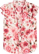 AK ANNE KLEIN Ruffle Accent Short Sleeve Button-Up Shirt