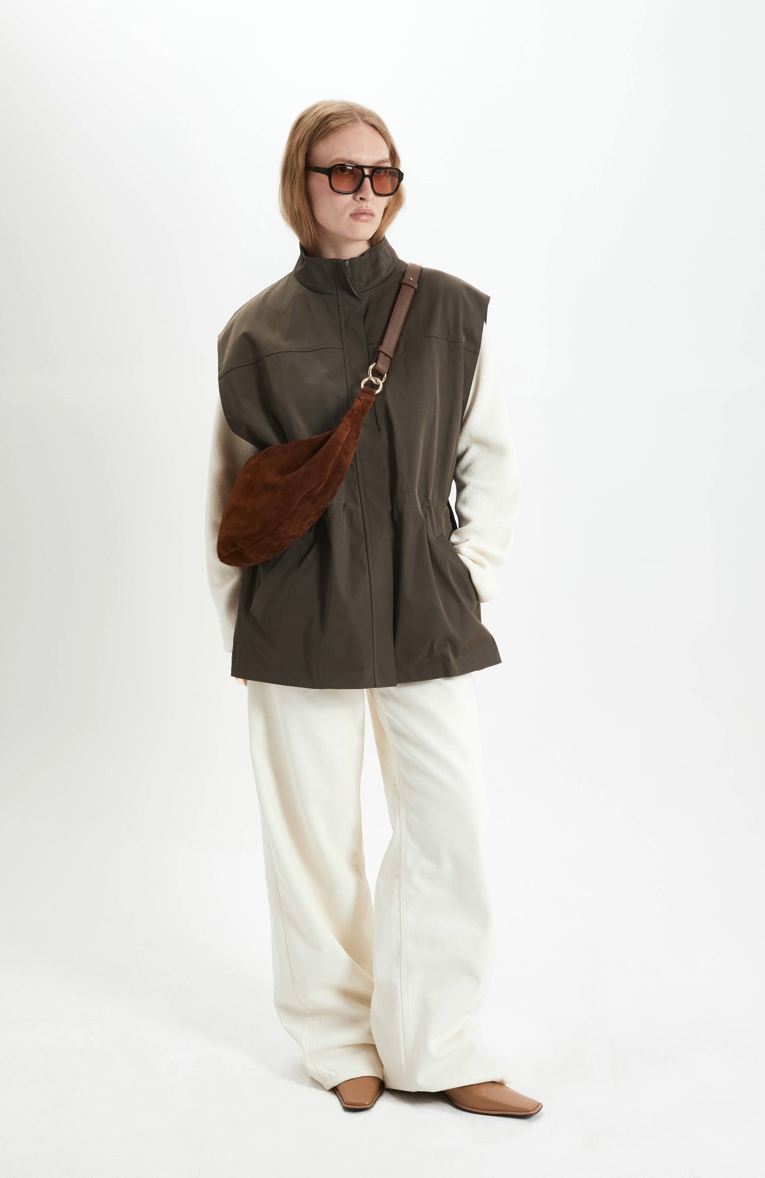 Leather Convertible Hobo Crescent Ring Bag, Alternate, color, Praline Suede