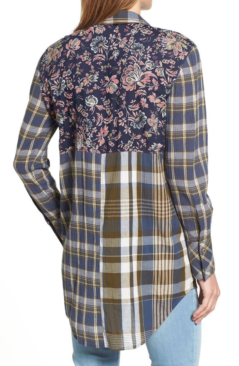 Caslon<sup>®</sup> Plaid & Floral Tunic Shirt, Alternate, color,