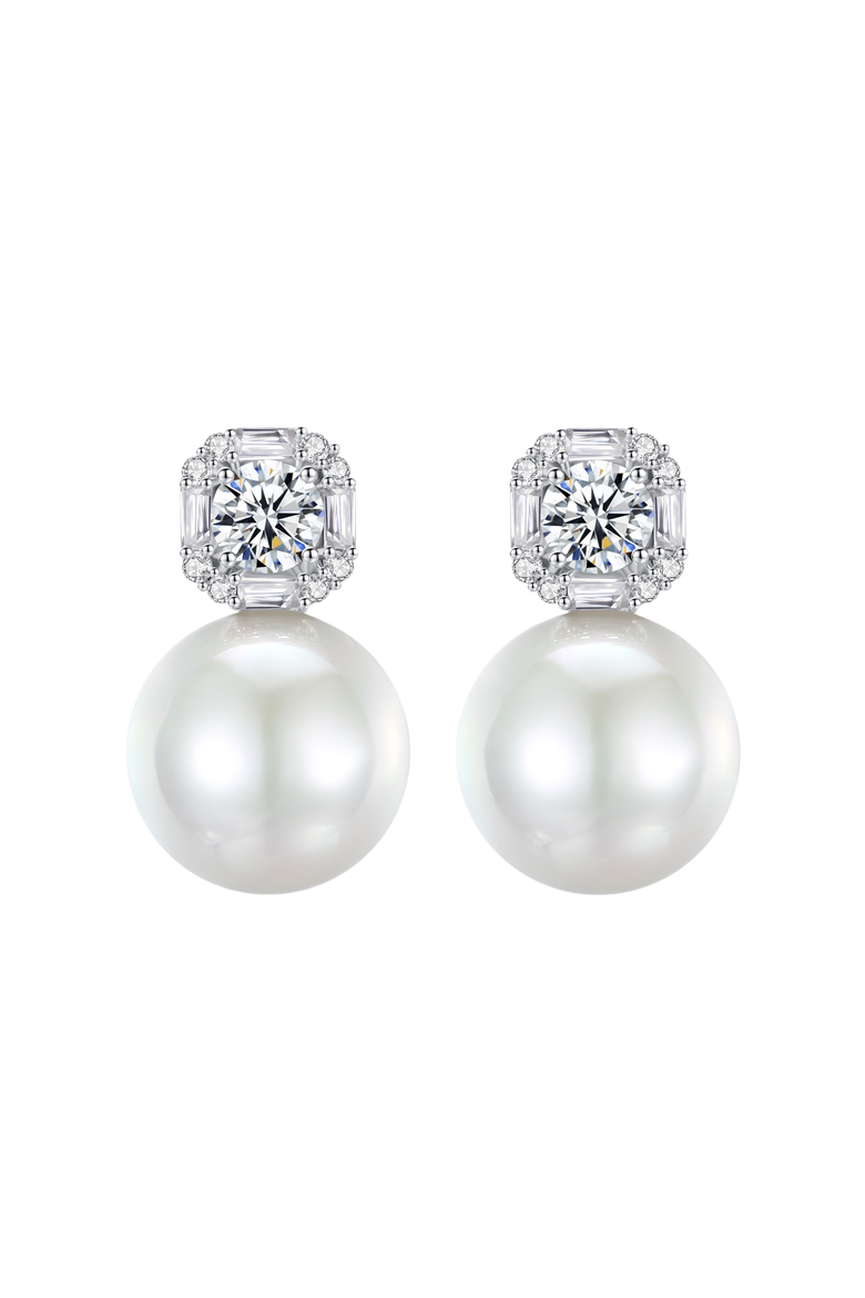 Kit Pearl and Crystal Earrings, Main, color, Metallic Silver