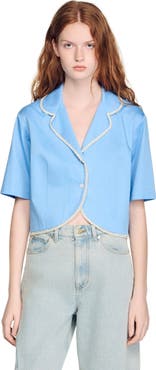 SANDRO Cotton shirt with beaded trim