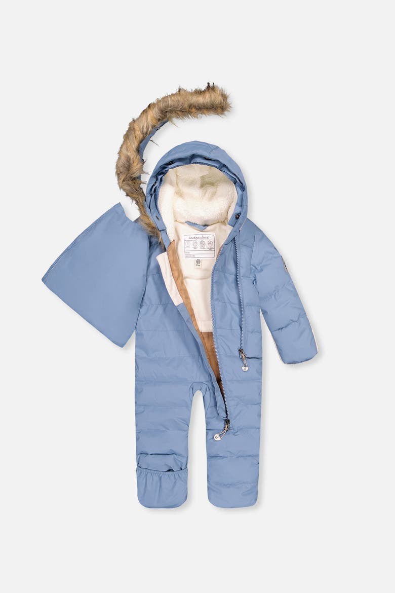 Boy Snug Fleece Neckwarmer One Piece Snowsuit, Alternate, color, Blue-Grey