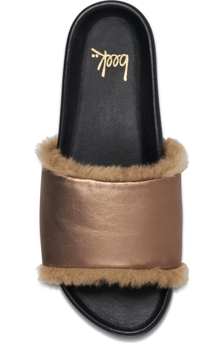 Beek Gallito Genuine Shearling Slide Sandal, Alternate, color, Mocha Metal / Bronze Shearling