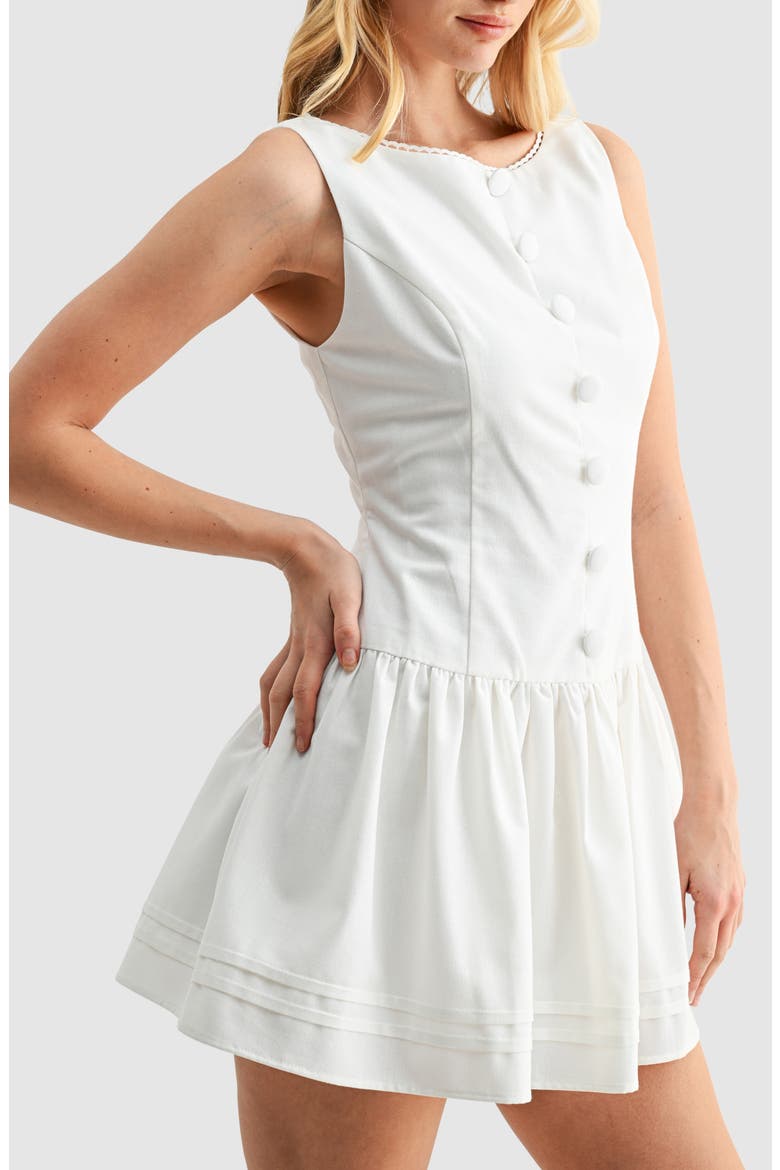 Covered Button Fit and Flare Minidress, Alternate, color, IVORY