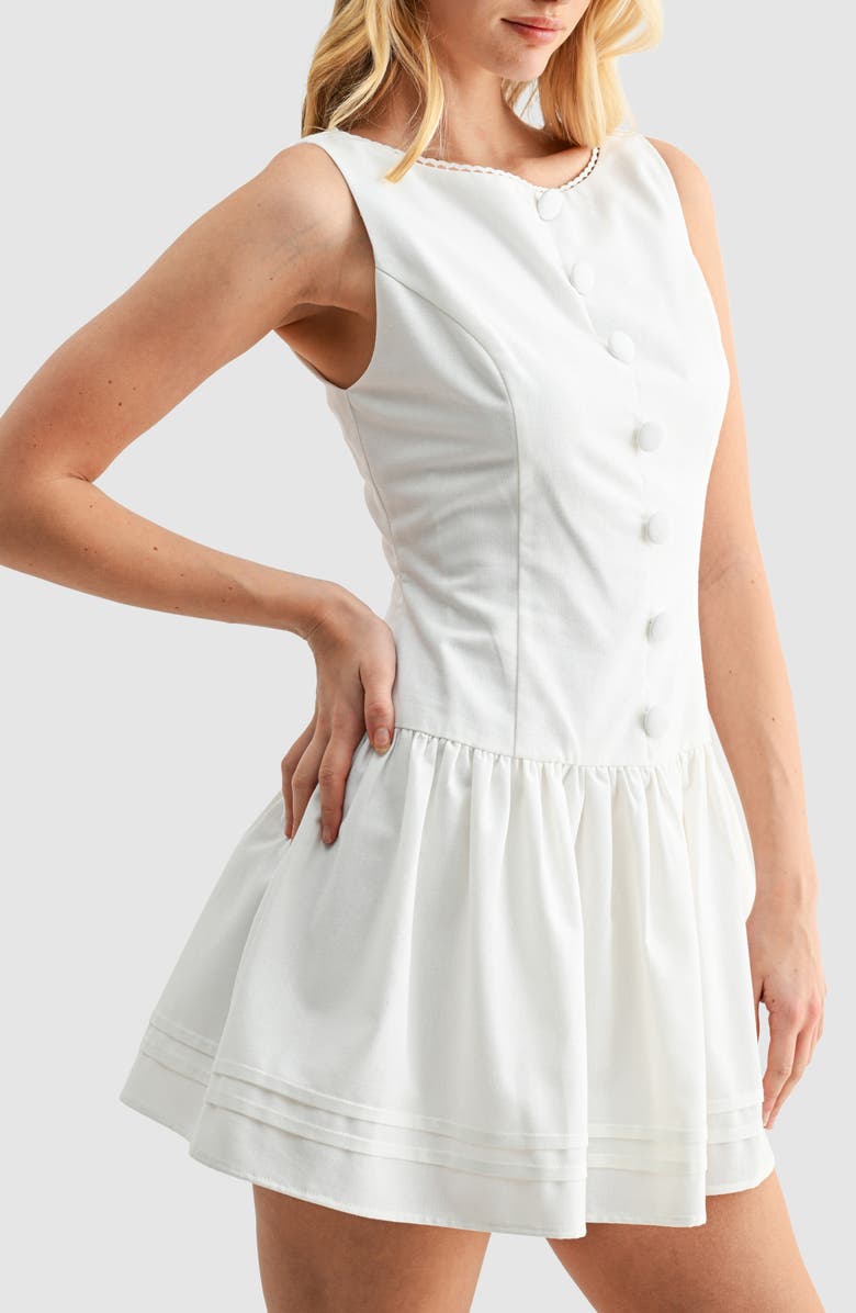 Lush Covered Button Fit and Flare Minidress, Alternate, color, Ivory