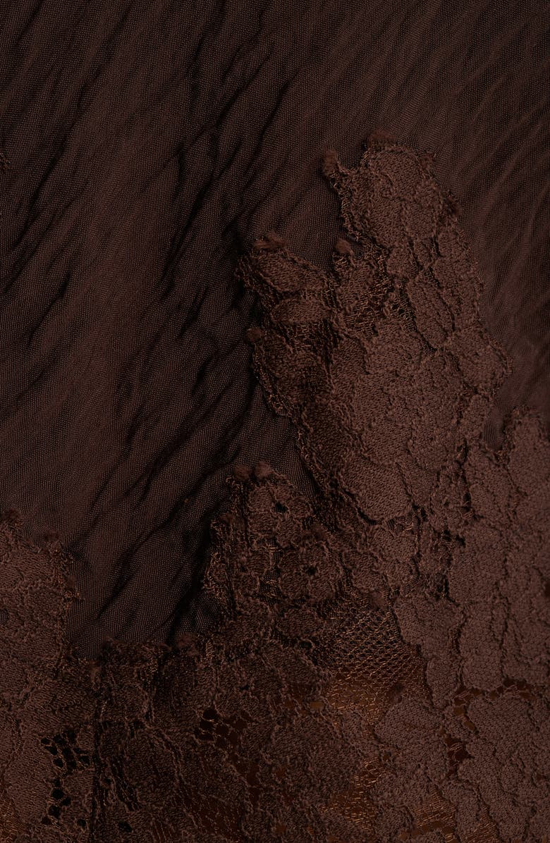 KITTENISH Lace Detail Rumple Satin Camisole, Alternate, color, Coffee Bean