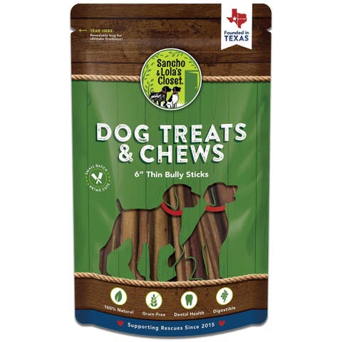 6 Inch Thin Bully Sticks 10 Count Dog Treat