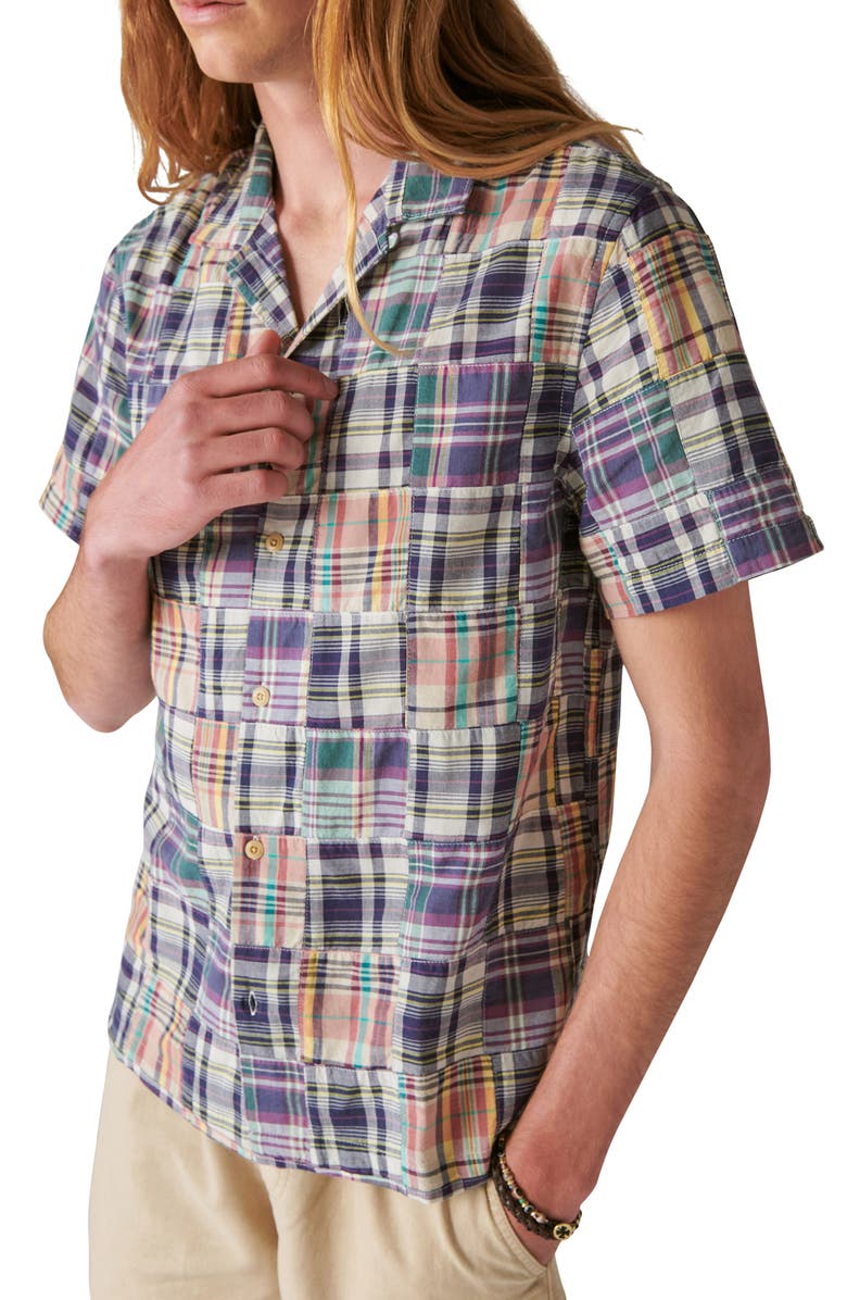 Lucky Brand Patchwork Short Sleeve Button-Up Shirt, Main, color, 