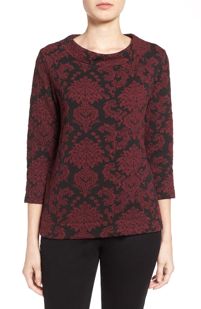Halogen<sup>®</sup> Mock Neck Jacquard Sweatshirt, Main, color, 