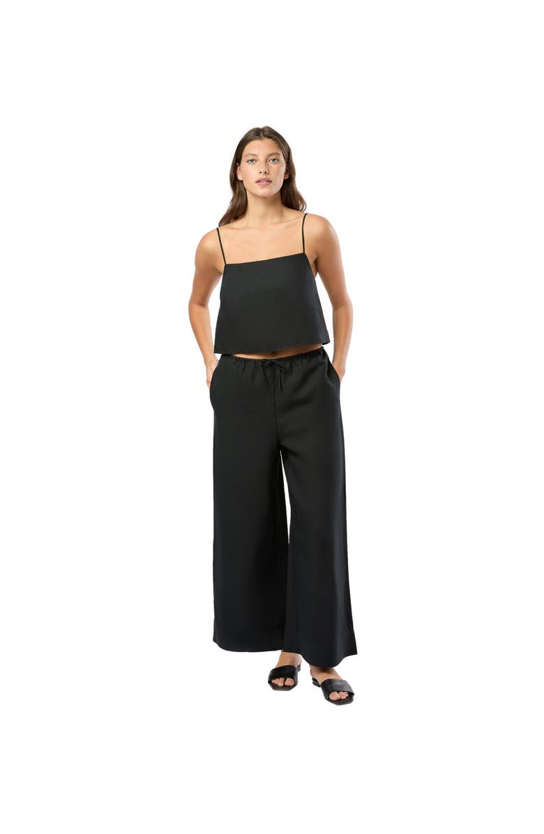 Onia Air Linen Wide Leg Drawstring Pant, Main, color, Black