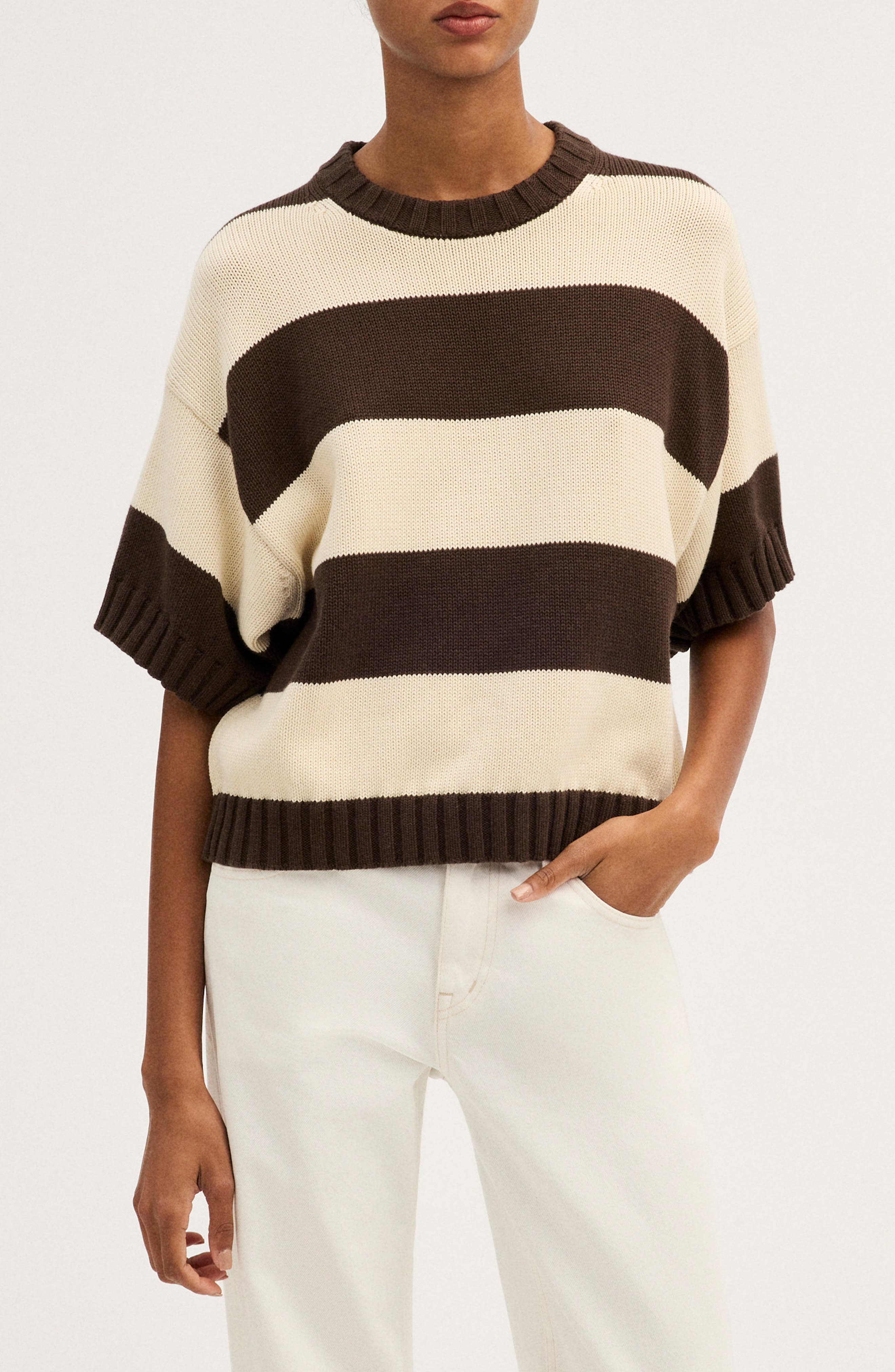 selected DARK BROWN AND CANVAS STRIPE